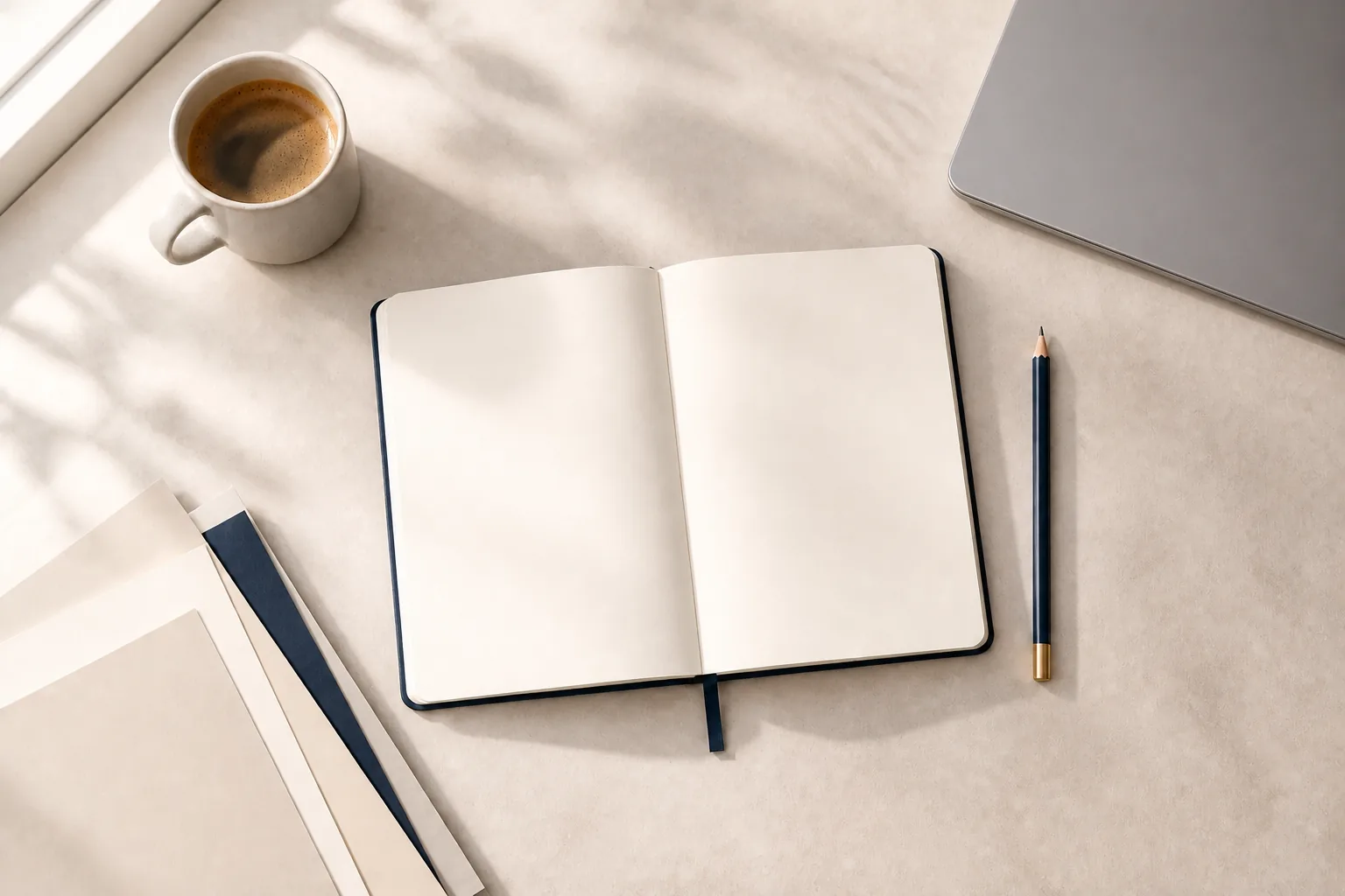 Notebook and laptop prepared for career planning